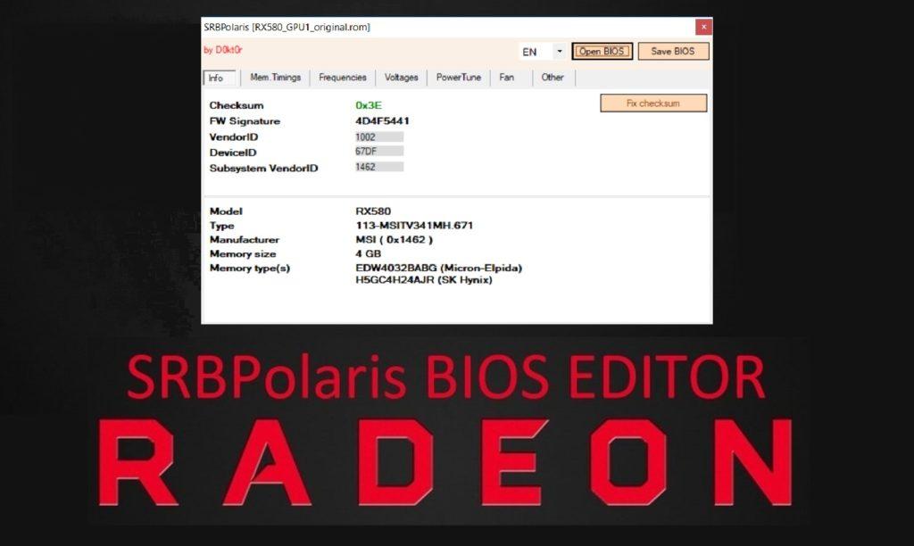 SRBPolaris V3.5 — Программа для редактирования биоса AMD RX4XX/RX5XX