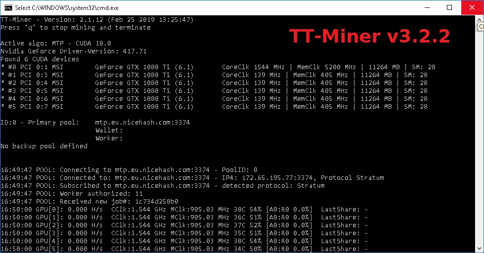 TT-Miner 3.2.2: Nvidia miner for ProgPoW, MTP, EAGLESONG, EPIC, ETHASH, Blake2S