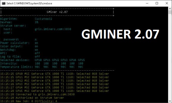 GMiner 2.07: Download With a Performance Boost for the Cuckatoo32