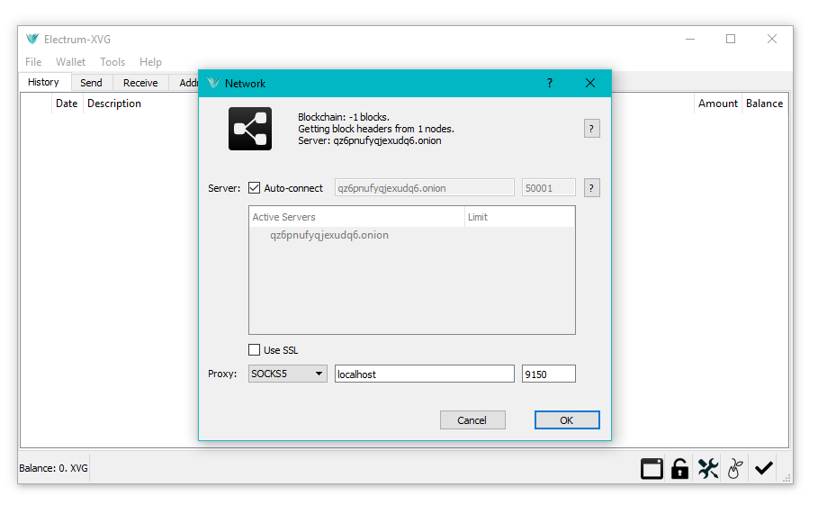 Electrum XVG v2.5.0 (VERGE wallet): fixed network connection error