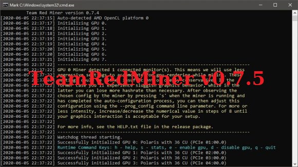 TeamRedMiner 0.7.5 Скачать AMD GPU miner для Windows/Linux