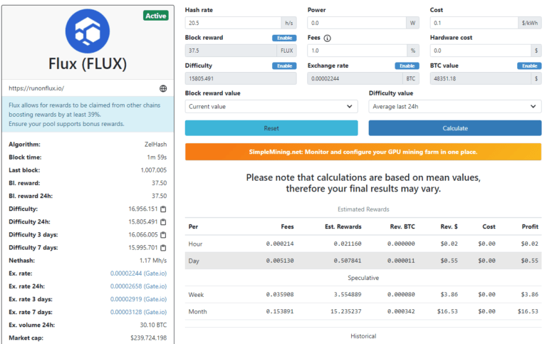 Mining Flux Coin