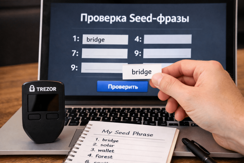 Проверка Seed-фразы кошелька Trezor